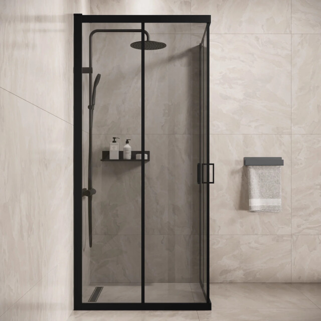 Badplaats Douchecabine dakota 90 x 90 x 190 cm zwart met douchewand 3182068 large