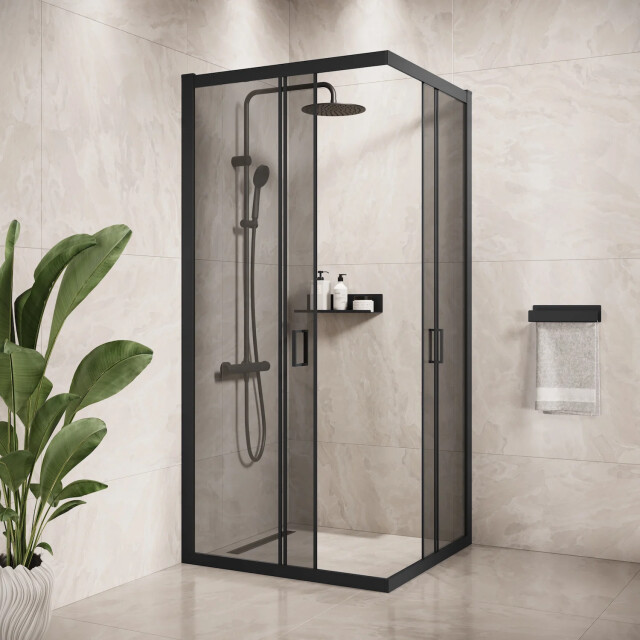 Badplaats Douchecabine dakota 90 x 90 x 190 cm zwart met douchewand 3182068 large