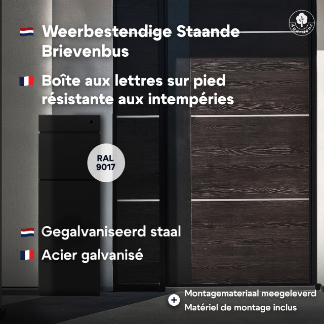 4gardenz ® vrijstaande brievenbus gegalvaniseerd staand met slot - 3442279 large