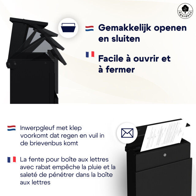 4gardenz ® vrijstaande brievenbus gegalvaniseerd staand met slot - 3442279 large
