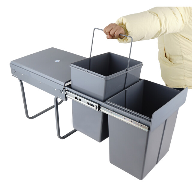 4cookz ® duo inbouw prullenbak afvalscheiding 2x 20 liter 34 cm 3047860 large