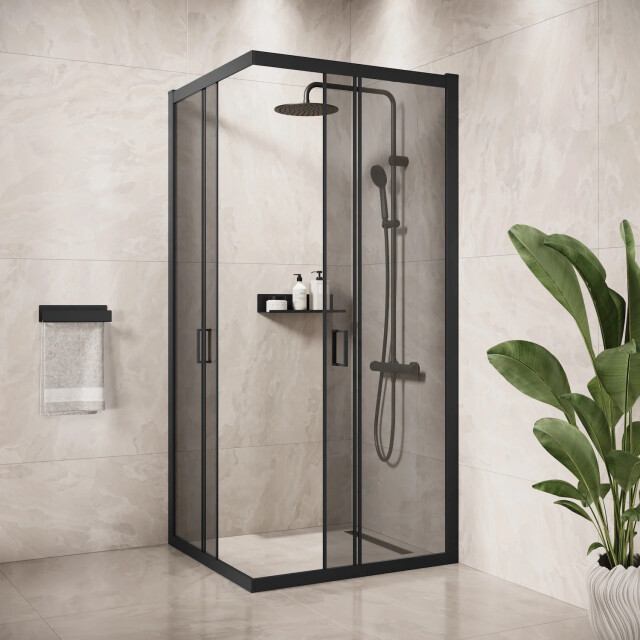 Badplaats Douchecabine dakota 90 x 90 x 190 cm zwart met douchewand 3182068 large