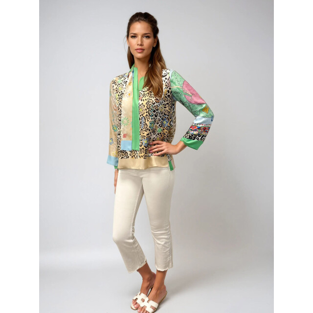 Mucho Gusto ® blouse roma painterly leopard patchwork MUCHO GUSTO® Blouse Roma Painterly Leopard Patchwork large