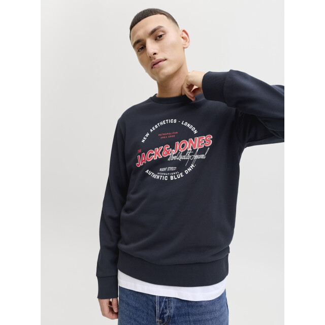 Jack & Jones Heren trui jjelogo sweatshirt logo print donker 12288925-Sky Captain large