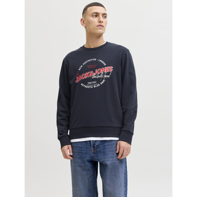 Jack & Jones Heren trui jjelogo sweatshirt logo print donker 12288925-Sky Captain large