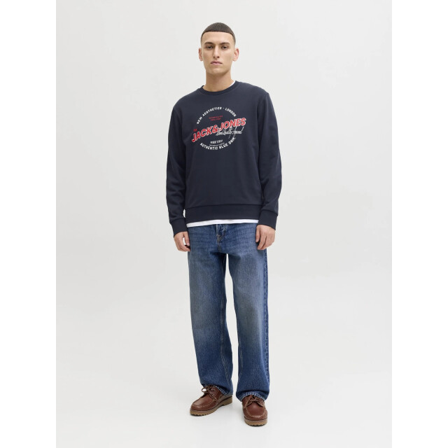 Jack & Jones Heren trui jjelogo sweatshirt logo print donker 12288925-Sky Captain large