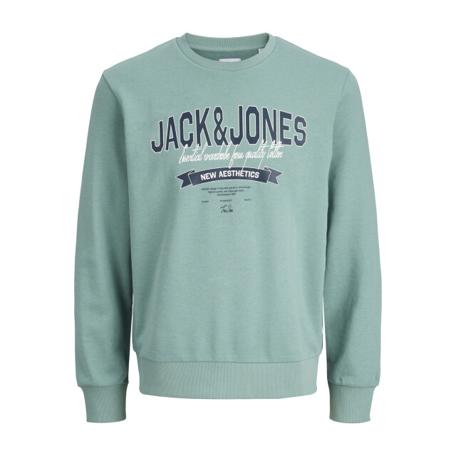 Jack & Jones Heren trui jjelogo sweatshirt logo print turquoise 12288925-Mineral Blue large