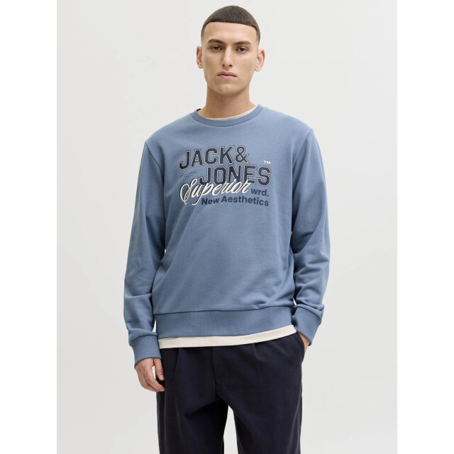 Jack & Jones Heren trui jjelogo sweatshirt logo print 12288925-Blue Mirage large