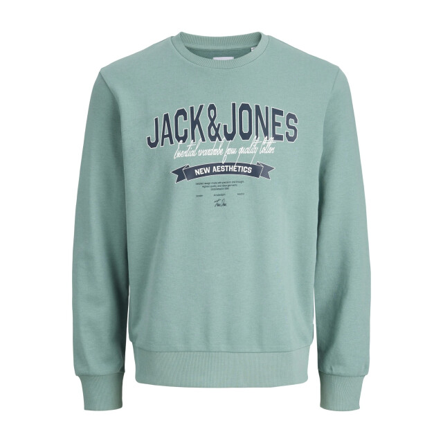 Jack & Jones Heren trui jjelogo sweatshirt logo print turquoise 12288925-Mineral Blue large