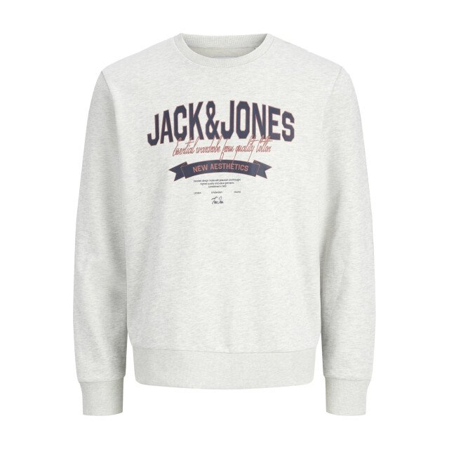 Jack & Jones Heren trui jjelogo sweatshirt logo print 12288925-White Melange large
