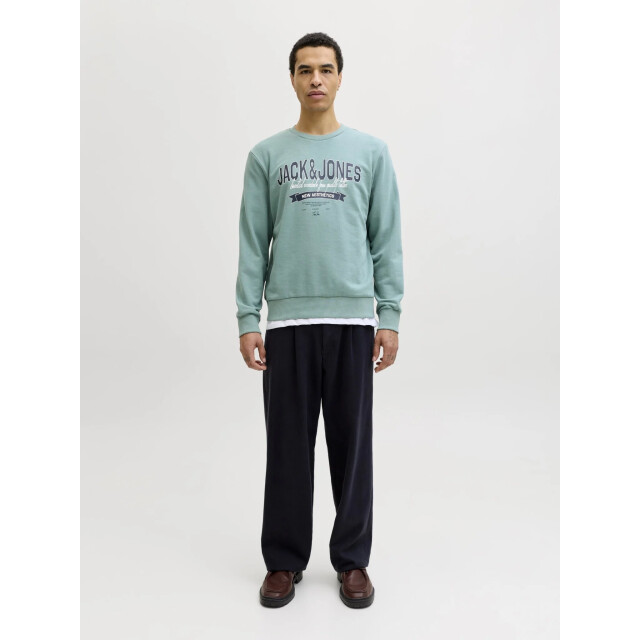 Jack & Jones Heren trui jjelogo sweatshirt logo print turquoise 12288925-Mineral Blue large