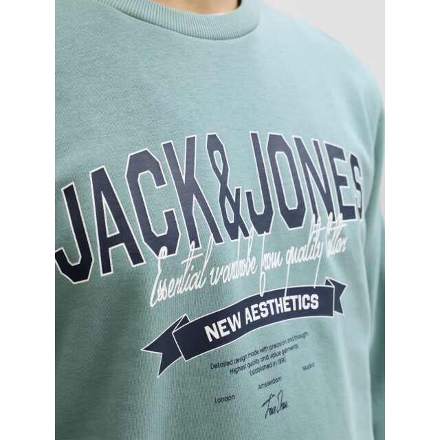 Jack & Jones Heren trui jjelogo sweatshirt logo print turquoise 12288925-Mineral Blue large