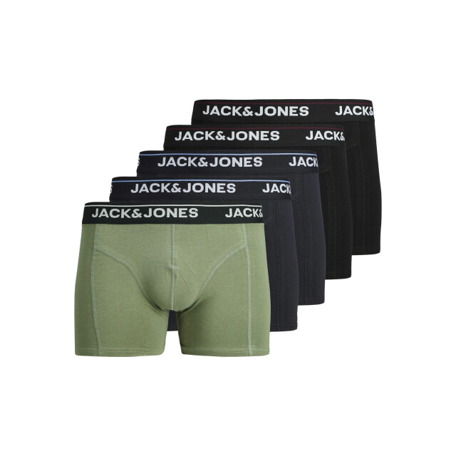 Jack & Jones Heren boxershorts trunks jactimothy 5-pack effen groen/donkerblauw/zwart 12294848-Sea Spray large