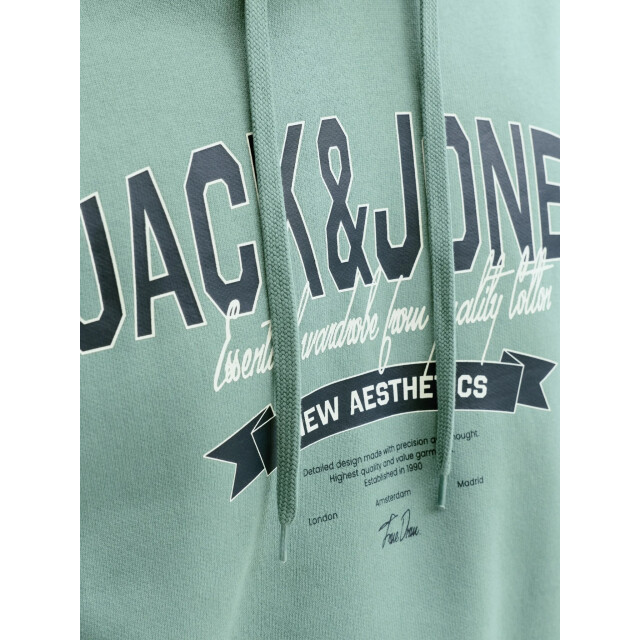 Jack & Jones Heren hoodie jjelogo logo print turquoise 12279649-Mineral Blue large