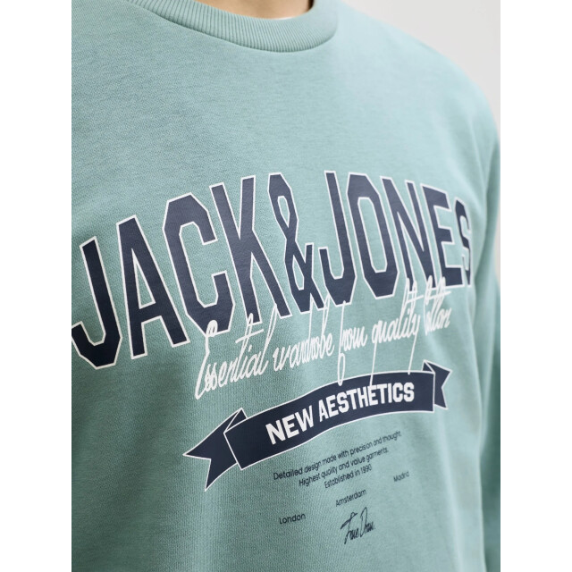 Jack & Jones Heren trui jjelogo sweatshirt logo print turquoise 12288925-Mineral Blue large