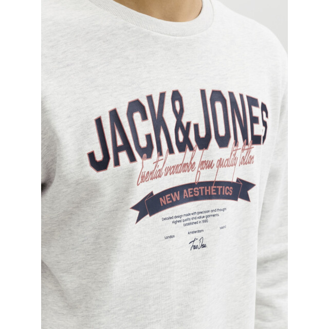 Jack & Jones Heren trui jjelogo sweatshirt logo print 12288925-White Melange large