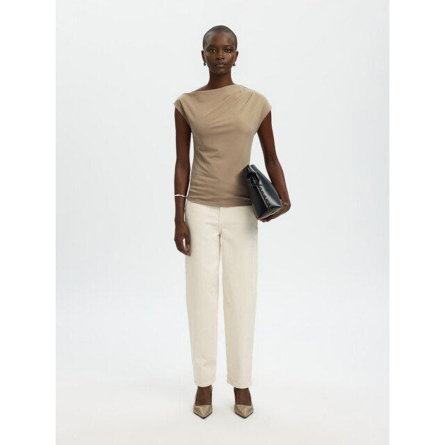 Selected Femme slfmolly ss top 16100727 weathered teak 06011.840.0055 large