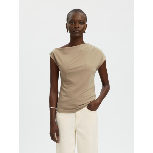 Selected Femme slfmolly ss top 16100727 weathered teak 06011.840.0055 large