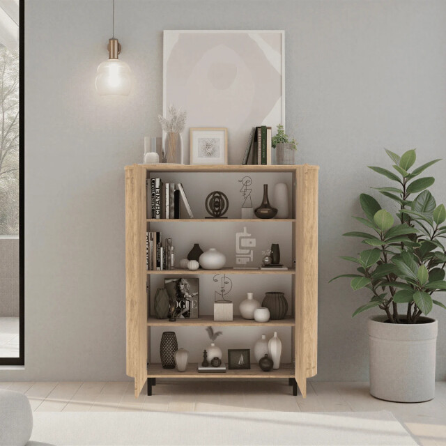 CaliCosy Dressoir met 2 deuren afgeronde randen eiken decor l130,1 cm lucia 3516947 large