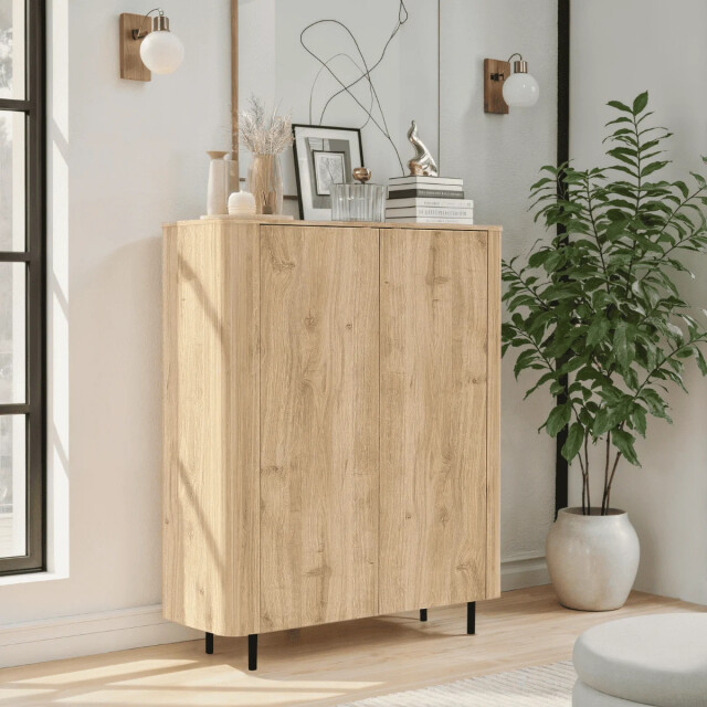 CaliCosy Dressoir met 2 deuren afgeronde randen eiken decor l130,1 cm lucia 3516947 large