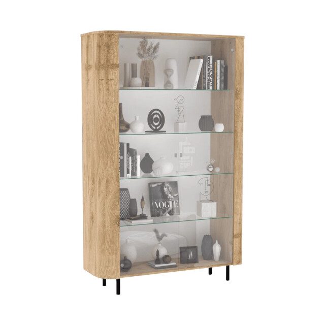 CaliCosy Vitrinekast met 2 deuren 4 glazen planken eikendecor h 200 cm lucia 3516950 large