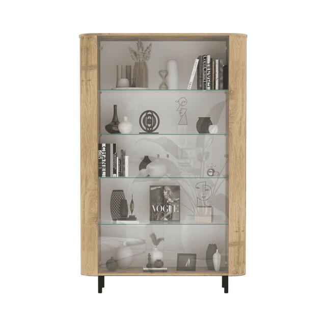 CaliCosy Vitrinekast met 2 deuren 4 glazen planken eikendecor h 200 cm lucia 3516950 large