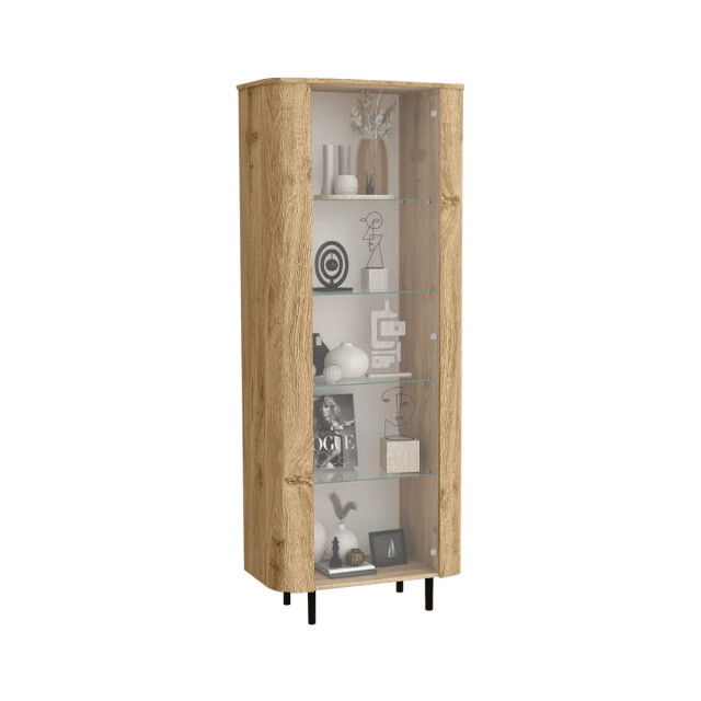CaliCosy Vitrinekast 1 deur 4 glazen planken eikendecor h 200 cm lucia 3516949 large