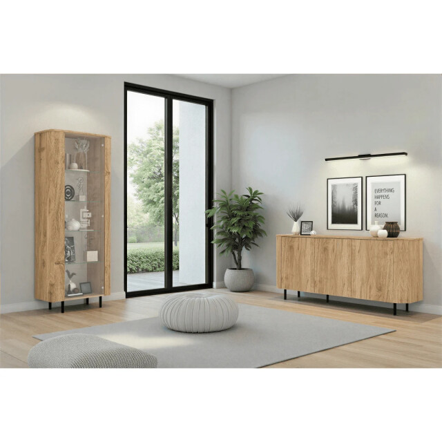 CaliCosy Vitrinekast 1 deur 4 glazen planken eikendecor h 200 cm lucia 3516949 large