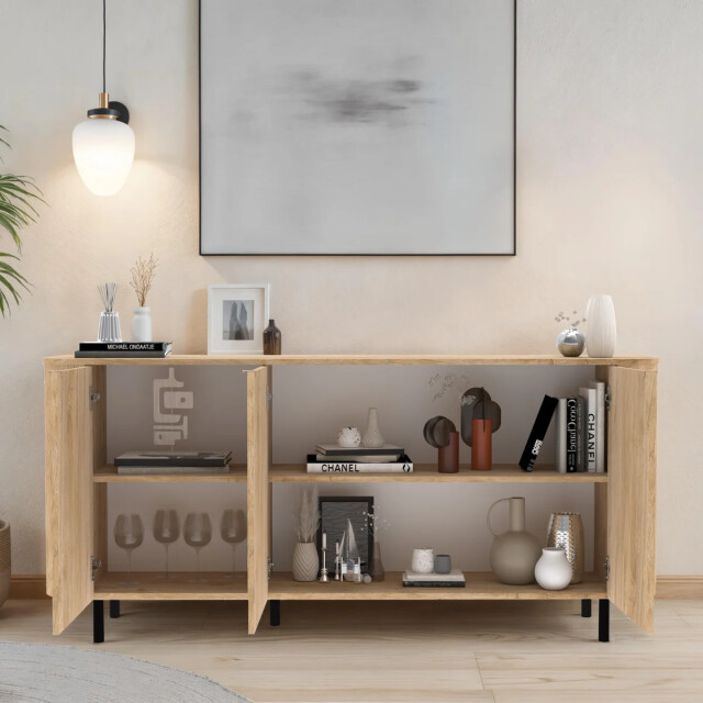 CaliCosy Dressoir 3 deuren afgeronde randen eikendecor l180,2 cm lucia 3516921 large