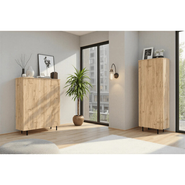 CaliCosy Dressoir met 2 deuren afgeronde randen eiken decor l130,1 cm lucia 3516947 large