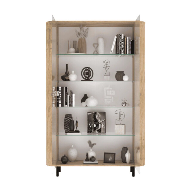 CaliCosy Vitrinekast met 2 deuren 4 glazen planken eikendecor h 200 cm lucia 3516950 large