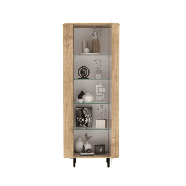 CaliCosy Vitrinekast 1 deur 4 glazen planken eikendecor h 200 cm lucia 3516949 large