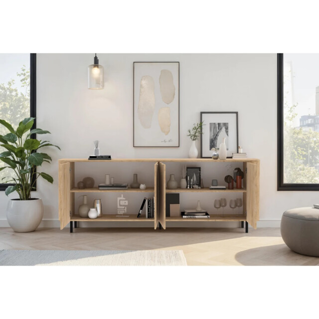 CaliCosy Dressoir met 4 deuren afgeronde randen eikendecor l 230 cm lucia 3516920 large