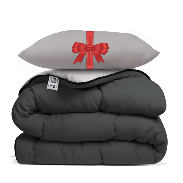 Avenue – dekbed zonder overtrek 240x220 cm antraciet/taupe + hoofdkussen 60x70 3518051 large