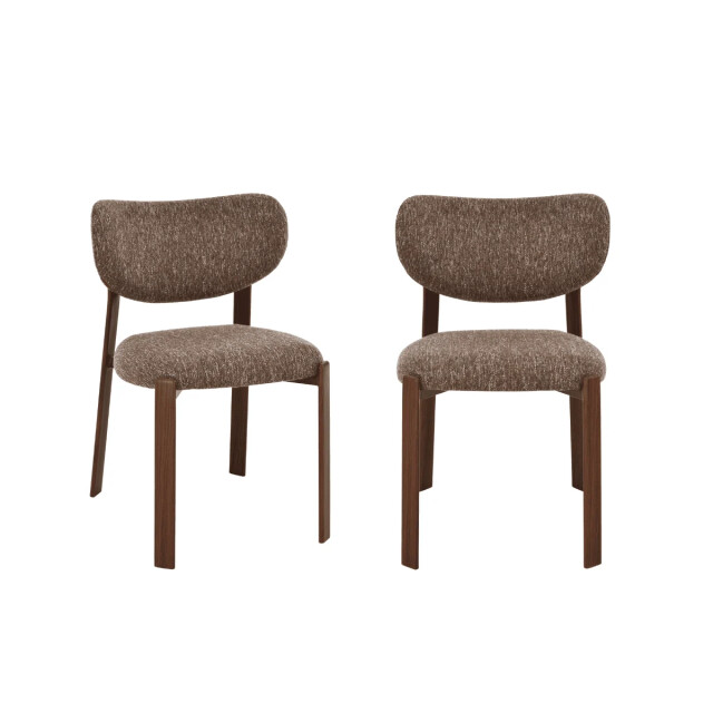 CaliCosy Stoelen set van 2, bruin stof met poten in notenhout-look h77 cm oslo 3518562 large