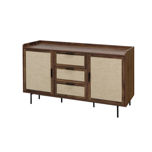 CaliCosy Dressoir notenhoutdecor 2 deuren, 3 lades met stoffen fronten b140 cm jetson 3518420 large