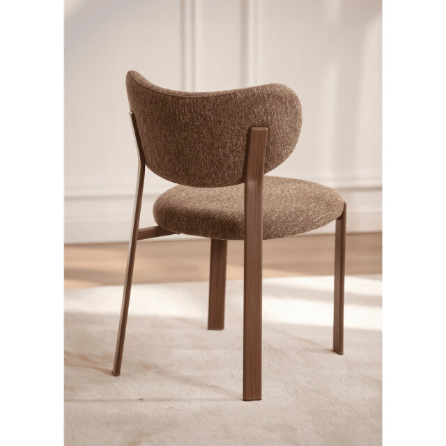 CaliCosy Stoelen set van 2, bruin stof met poten in notenhout-look h77 cm oslo 3518562 large