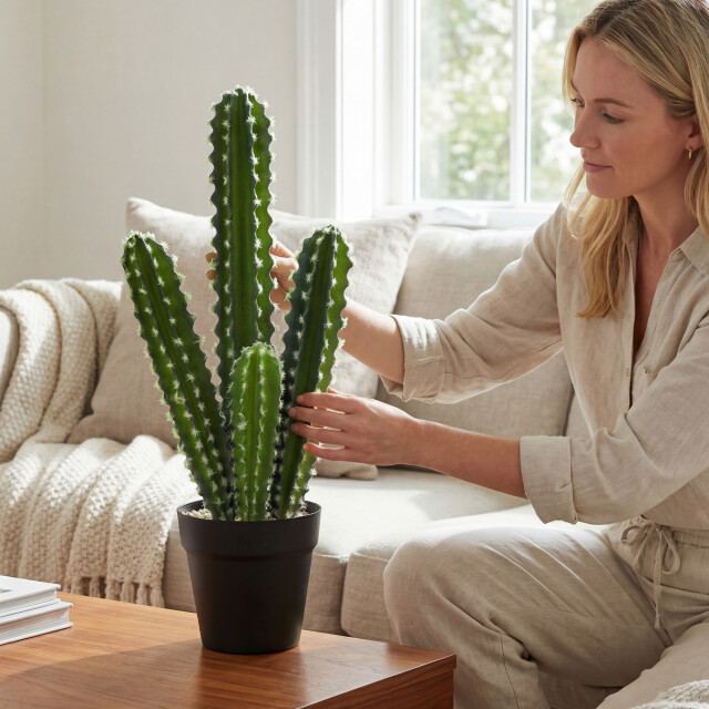 4goodz Kunstplant cactus 53 cm groot met pot realistisch groen 3519665 large