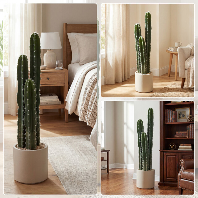 4goodz Kunstplant cactus groot 95 cm met pot realistisch groen 3519664 large