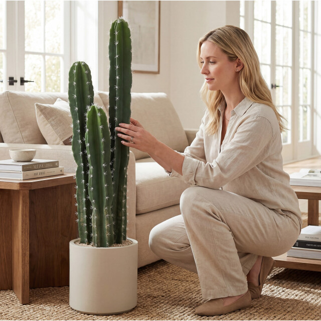 4goodz Kunstplant cactus groot 95 cm met pot realistisch groen 3519664 large