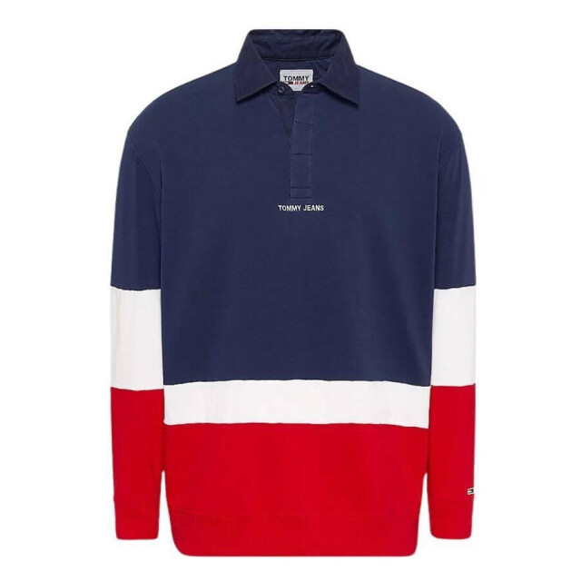 Tommy Hilfiger Herenpolo met kleurblok en lange mouwen UTNA612_navybluewhitered large