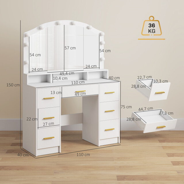 4goodz Hollywood kaptafel met 10 led 110x40x150cm - 3503467 large