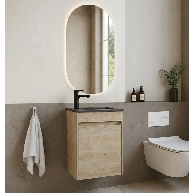Badplaats Toiletmeubel sinta 40 x 22 cm kastanje fonteinmeubel met 3524151 large