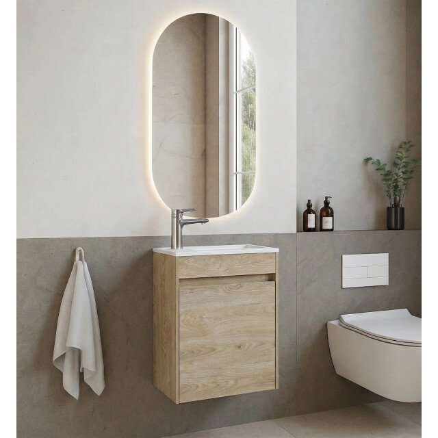 Badplaats Toiletmeubel sinta 40 x 22 cm kastanje fonteinmeubel met 3524152 large