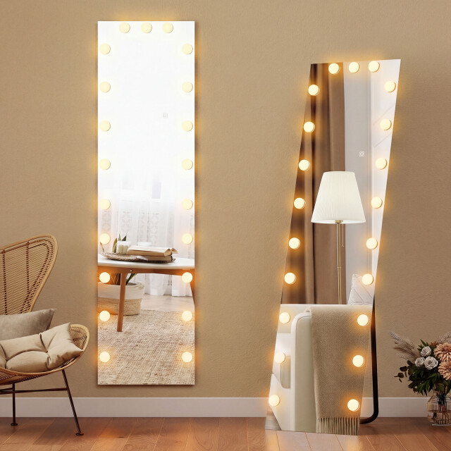4goodz Passpiegel 150x40 cm rgb-led staande spiegel met 21 gloeilampen 7 3524642 large