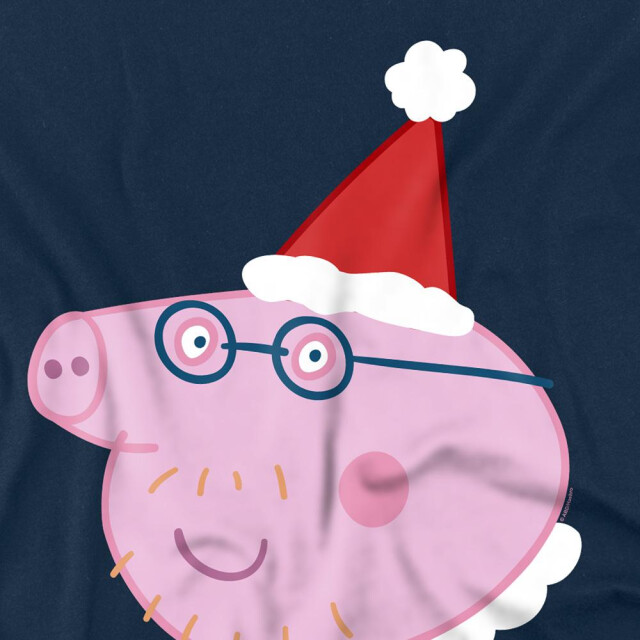 Peppa Pig Unisex volwassen papa varken kerstmuts t-shirt UTTV26575_navy large