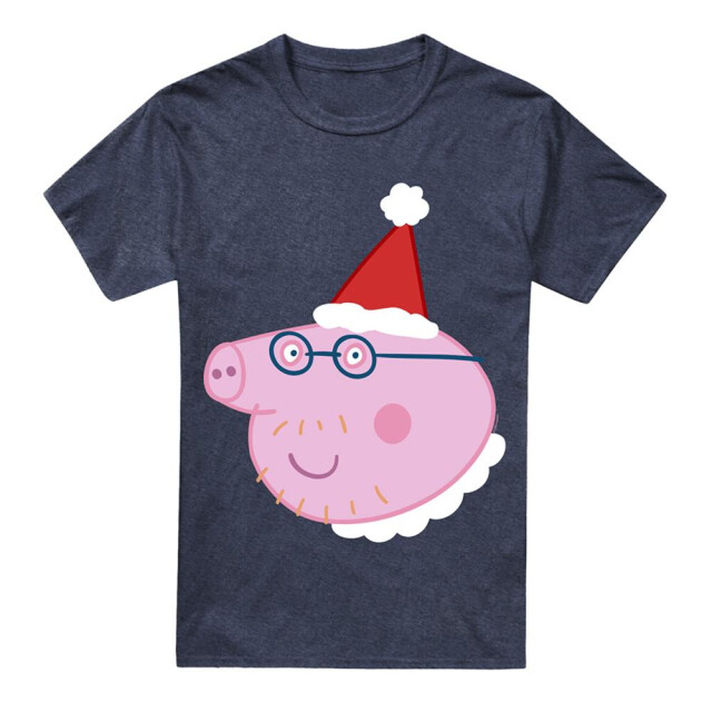 Peppa Pig Unisex adult papa varken kerstmuts heather t-shirt UTTV26580_navy large