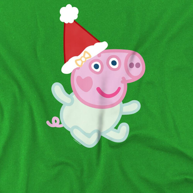 Peppa Pig Kinderen/kinderen evie varken kerstmuts t-shirt UTTV26878_kellygreen large