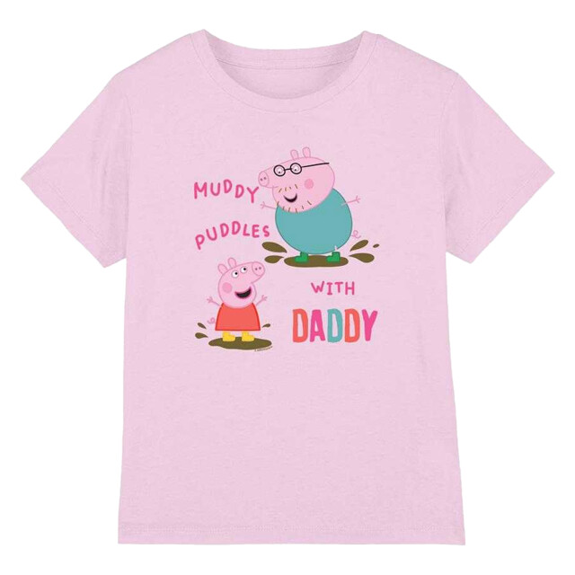 Peppa Pig Meisjes modderige plassen met papa katoenen t-shirt UTTV25841_lightpink large