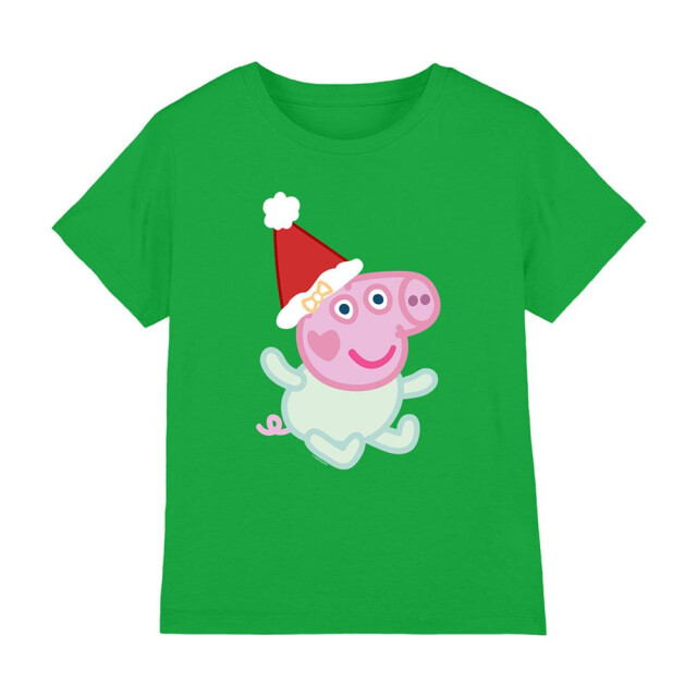Peppa Pig Kinderen/kinderen evie varken kerstmuts t-shirt UTTV26878_kellygreen large